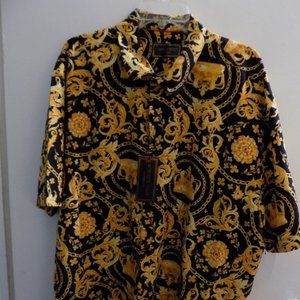NEW Baroque Gold Medusa Crown Italian Designer Style Mens Short Sleeve 2X